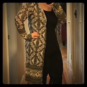 Geometric duster cardigan sweater